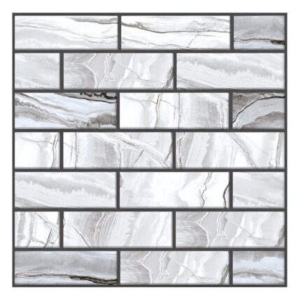 10 x Placi Tapet Autocolant 3D cu Imitatie de Marmura Dreptunghiulara, pentru Perete Bucatarie Sufragerie, Usor de Curatat, Rezistent la Apa, Autoadeziv, 30x30 cm, Gri