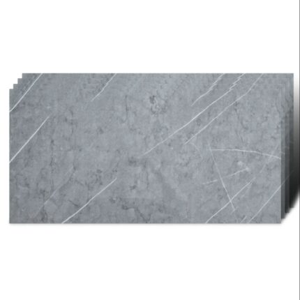 Set 10 x Tapet Autoadeziv Imitatie Marmura Tapetoo, Rezistent la Apa, Design Modern, Adeziv Puternic, 2mm grosime, 1.8 mp suprafata acoperire, 30 x 60 cm, Gri deschis mat