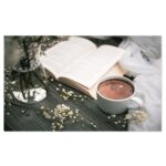 Tablou Canvas, Moment intim cu cafea si flori de cires pe masa de lemn - primavara, vintage, romantic 40x25CM