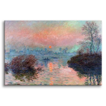 Reproducere Monet, apus de soare pe Sena, tablou de perete pe panza, 60x90 cm