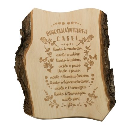Tablou Binecuvantarea Casei, aplica perete lemn, gravat, 21 x 28 cm, OnemisFlot