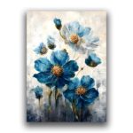 Tablou Canvas Premium, LuxCanva® B1108, Albastre Flori, 50 X 70 CM, Panza Bumbac 100% 400g/m2, Sasiu Lemn, Culori, Living, Flori, Albastru, Buchet, Dormitor, Relaxare, Culori Vibrante