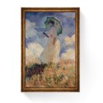 Tablou Inramat - Woman With Parasol, Monet, Rama Auriu, 60 x 90 cm