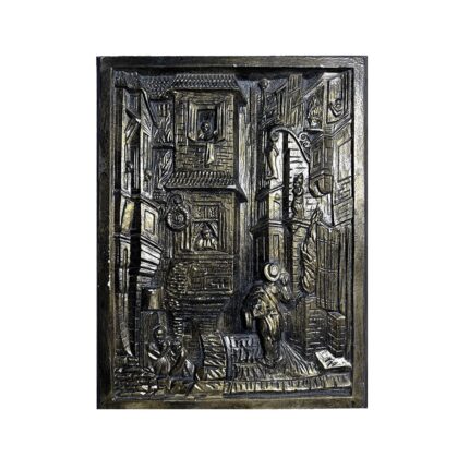 Obiect decorativ perete, tip tablou, basorelief, vanzatorul de vise, rasina, 19x25 cm