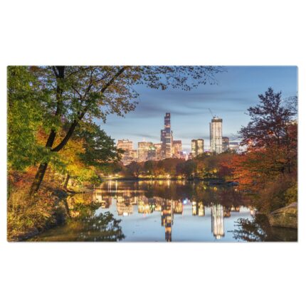 Tablou Canvas - Peisaj Urban Toamna in Manhattan - dusk, foliage, cityscape, landmark 100x70CM