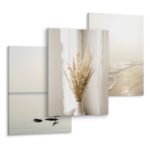 Set 3 Tablouri Decorative Peisaj cu plaja si mare, Boho Grass, Pescarus de mare 90x40cm: 3 piese 30x40cm
