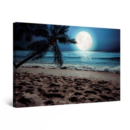 Tablou DualView Startonight Luna pe Plaja , luminos in intuneric, 90 cm x 60 cm