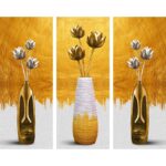 Set Tablouri, Living, Dormitor, Bucatarie, Flori 01328, Multicolor, 120x100 cm