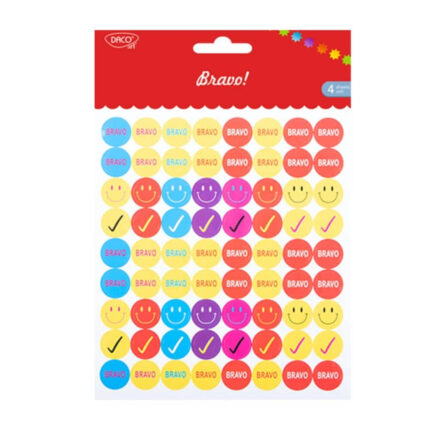 Set 4 Coli Abtibilduri Daco Bravo, 72 Buc/Coala, 1.5 cm, Hartie Autoadeziva