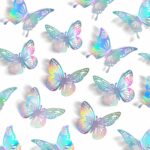 Set 48 Stickere Decorative 3D Fluturi Argintii, 2 Stiluri, 3 Dimensiuni, Multicolor, pentru Petreceri si Decor Acasa