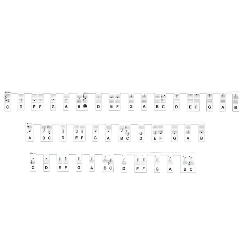 Autocolant tastatura pian, JENUOS®, pentru 88/76/61/54/49/37 taste, reutilizabil, detasabil, silicon, Negru/Alb