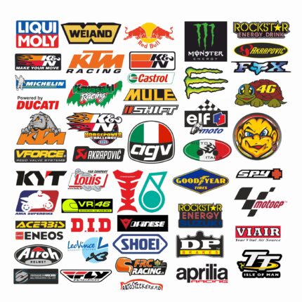Set 50 bucati Stickere Moto Brands