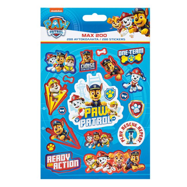 Caiet cu 200 de autocolante si stickere, dimensiuni si modele diferite, personaj PAW PATROL, JMB-BBL7372