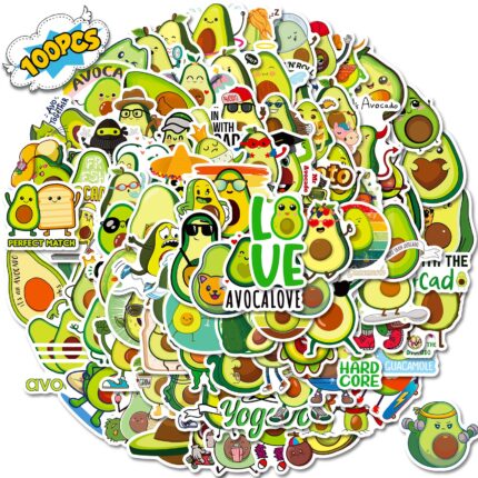 Set 100 stickere decorative Feicaeesa, model avocado, multicolor
