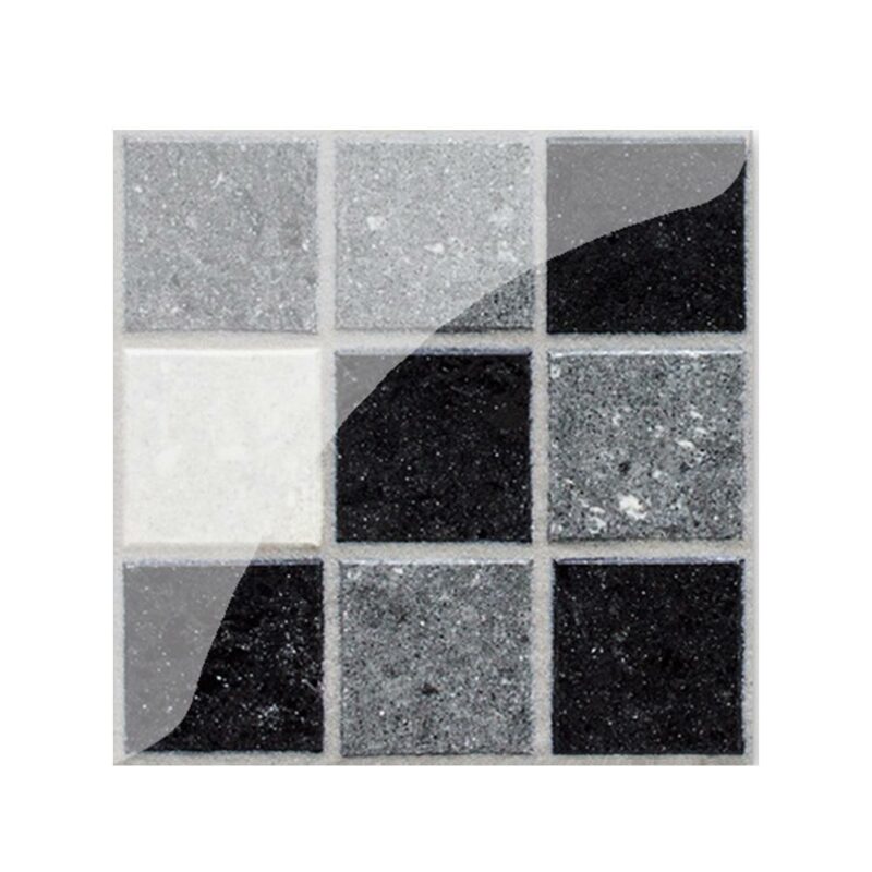 Stickere decorative pentru faianta sau perete Luxer, Set 19 buc, Mozaic Alb/Negru, 10x10 cm