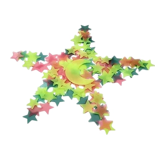 Stickere Fosforescente Autoadezive pentru Decorarea Peretilor si Camera Copilului, Colorate, 201 Bucati, Stelute si Semiluna, ORIGINAL DEALS