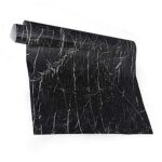 Folie de Protectie Pentru Bucatarie EDAR, Autocolanta, Autoadeziva, Model Marmura, Rezistenta la Apa si Ulei, Design Modern, Finisaj Lucios, Negru, 60 x 300 cm