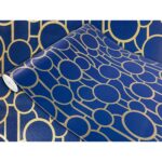 Autocolant mobila de bucatarie partea din fata, taiate la dimensiune, 45 x 25 cm, DecoMeister®, Model Albastru si auriu, W186-045-0025