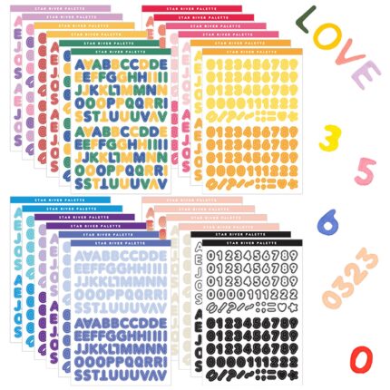 Set 24 foi stickere litere/cifre, Tovbmup, vinil, autoadezive, 16 x 11 cm, multicolor