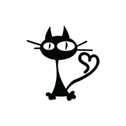 Sticker decorativ StickerStore Pisica inimoasa, 10x10 cm, Negru