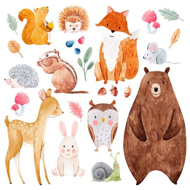 Stickere pentru copii, Drukant, MT-LAS-S, Animale, folie adeziva mata, multicolor, 75 x 50 cm