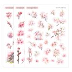 Stickere decorative “Flori de Cires- Sakura” Set Deco, 3 coli, 12 x 17 cm Vinyl Waterproof 70 bucati