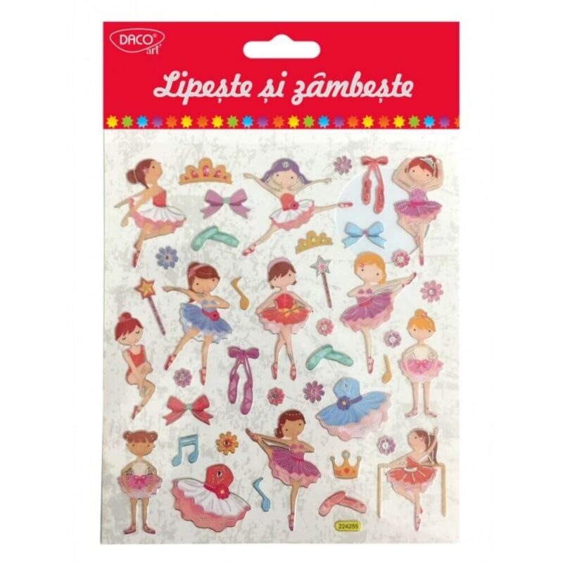 Abtibilduri DACO, Lipeste si Zambeste, Model Balerine, 41 Buc/Set, Multicolor