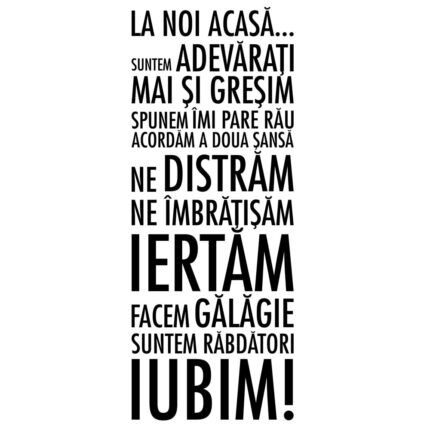 Sticker decorativ Mesaj pentru acasa - negru 39x100 cm - BeeStick