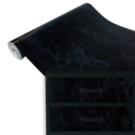 Folie autocolanta pentru mobila de bucatarie marmura neagra, vanzare la metru, 67.5 x 100 cm, DecoMeister®, D049-067-0100