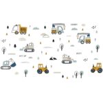 Sticker Autocolant Perete Copii, Tractoare, Utilaje, Camion, Excavator, 50x90 cm, Aida HER®