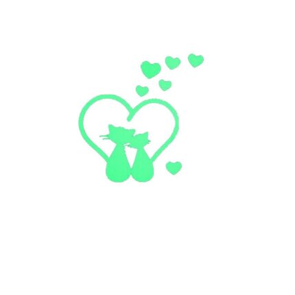 Sticker fosforescent cu pisici si inimioare pentru intrerupator/priza, 10x10 cm, culoare verde