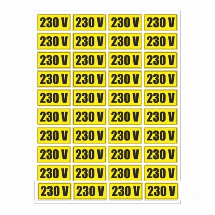 Sticker indicatoare, Semnalizare prize 230 V, 40 buc