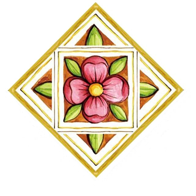 Stickere decorative pentru gresie si faianta Luxer, Set 21 buc, Verde/Roz, 7.5x7.5 cm