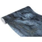 Folie decorativa pentru blat de bucatarie marmura cenusie-aurie, 45 x 200 cm, DecoMeister®, D048-045-0200S