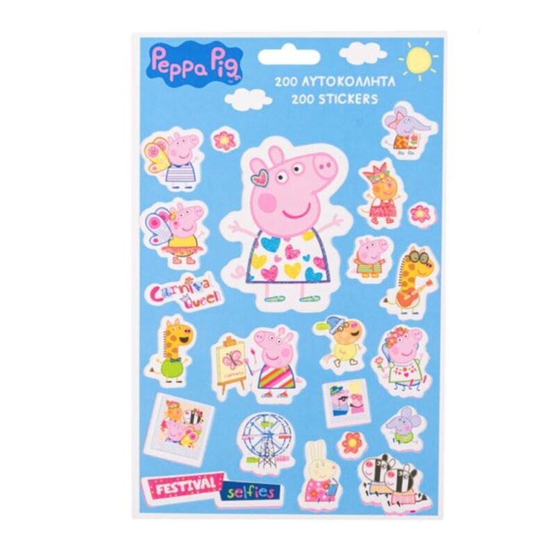 Caiet cu 200 de autocolante si stickere, personaj Peppa Pig, Autentic quality, multicolor