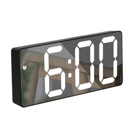 Ceas Electronic de Masa, Darklove, cu Lumina Led Alb, Afisaj temperatura, Luminozitate reglabila, Control vocal, 12/24H pentru dormitor, copii, batrani, 16X 6 X 2.5 cm, Negru