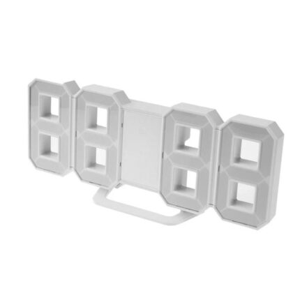 Ceas digital de birou, ProCart, iluminat LED alb rece, afisaj mare, alarma, temperatura