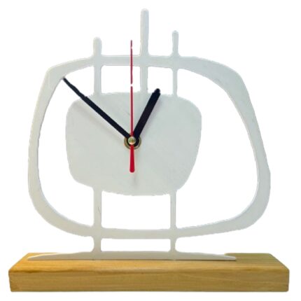 Ceas decorativ pe baza de lemn, 21, 5 cm, alb, imprimat 3D, model 1007
