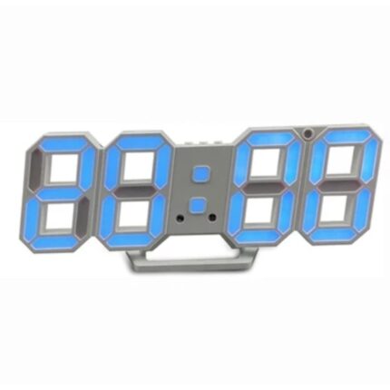 Ceas digital de birou 23X8, 3D, iluminat LED albastru, afisaj mare, alarma, temperatura