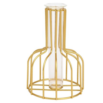 Vaza, Sticla/Metal, 14.5x10 cm, Auriu/Transparent