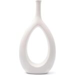 Vaza Decorativa din Ceramica in stil Modern, Alb texturat, 30 x 16 cm