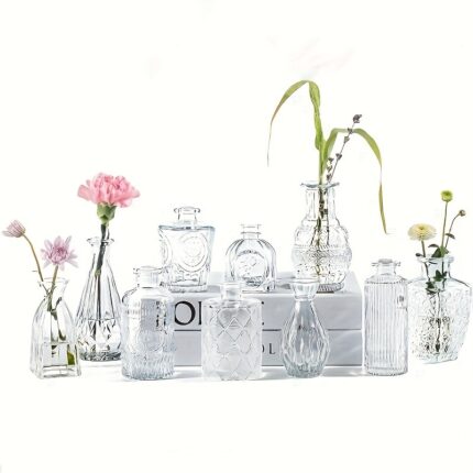 Set 10 de mini vaze din sticla, pentru Decorarea Nuntii Rustice