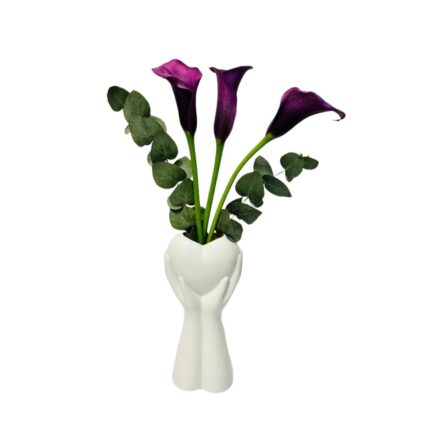 Vaza decorativa, Ceramica, 2 maini, inima, 23 x 10 cm, Alba