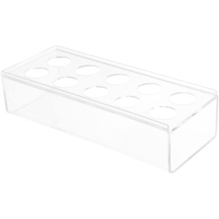 Suport acrilic tip vaza pentru aranjamente din flori artificiale sau naturale, cu 10 locuri pentru tulpini, dreptunghiular, ideal pentru decorat mese la cina, nunti, acasa, transparent, 25 cm
