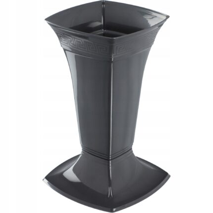 Vaza pentru flori cu baza detasabila, Kadax, Plastic, Gri, 30 cm