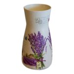 Vaza de sticla, decorata cu lavanda, 10x10x20 cm