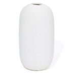Vaza Decorativa din Ceramica cu dungi verticale, Alba, 15.5 x 8.5 cm