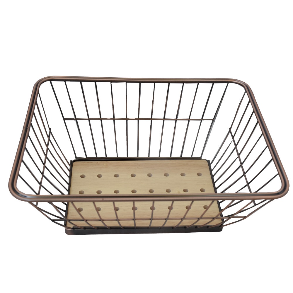 res_875b085045078cad411ba304ee690785 Fructiera metalica Pufo, cu fund din bambus, dreptunghiulara, 28 x 22.5 cm, aramiu