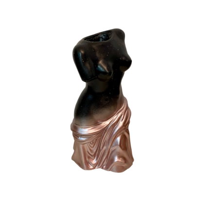 Vaza decorativa, Lax&Home, Venus, Ipsos, Negru/Rose Granit, inaltime 30 cm