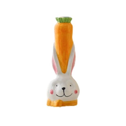 Vaza din ceramica Cute Rabbit, inaltime 21,5 cm, Portocaliu